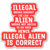 不正なエイリアンディクショナリ定義のステッカー シール (正面)