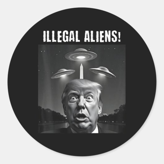 不正なエイリアントランプセルフィー、エイリアンとUfo ラウンドシール (正面)