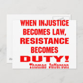 不正は法律に抵抗は義務になる ポストカード (正面/裏面)