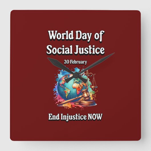 不正を今すぐ終わらせなさい。 スクエア壁時計 (正面)