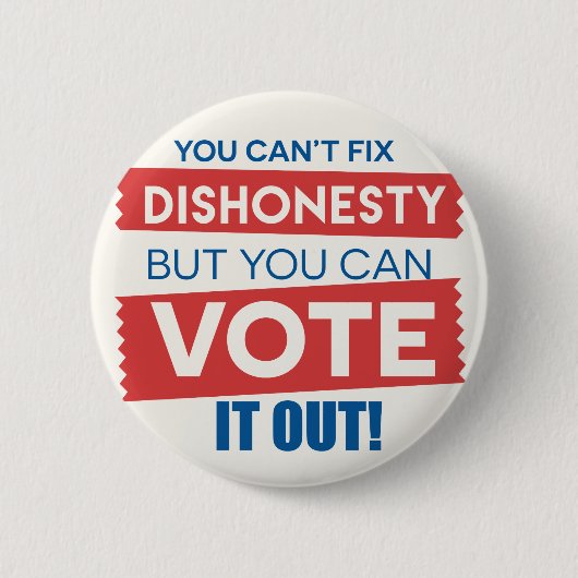 不正を直すことはできないが投票できる！ 缶バッジ (正面)