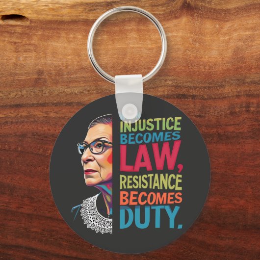 不正義が法律に違反して義務を負う キーホルダー (正面)