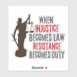 不正義は抵抗運動引用文 シール
