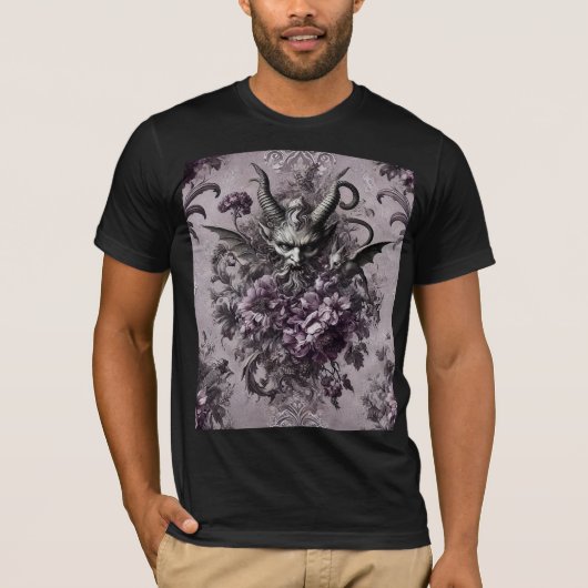 不死者の支配者 - ゴシック フラワー Tシャツ (正面)
