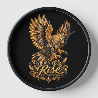 不死鳥のゴールデンイーグル時計 - Born to Rise 壁時計