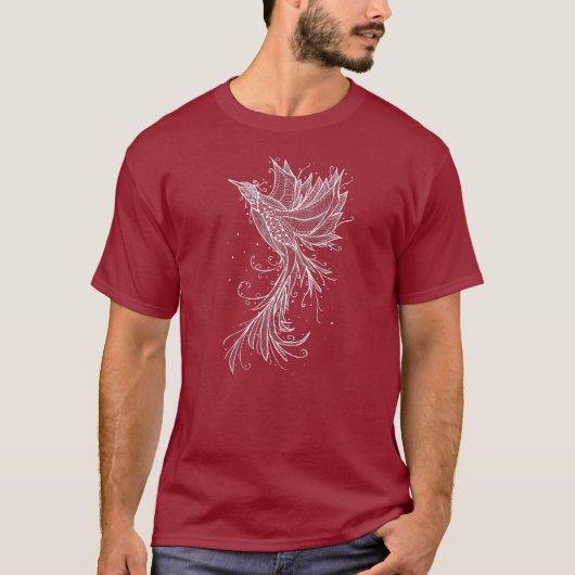 不死鳥のホワイトラインアートTシャツ Tシャツ (正面)