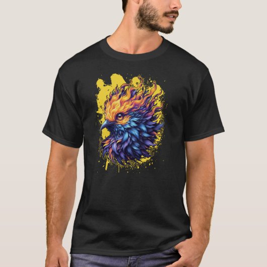 不死鳥の炎のアート Tシャツ (正面)