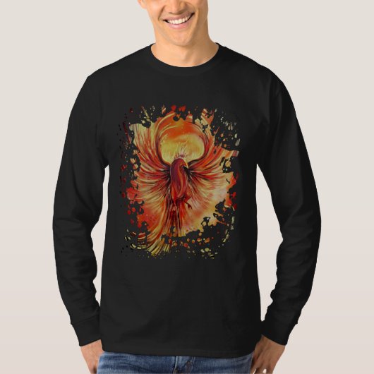不死鳥の炎グラフィック・ボールド・ファイアバード Tシャツ (正面)