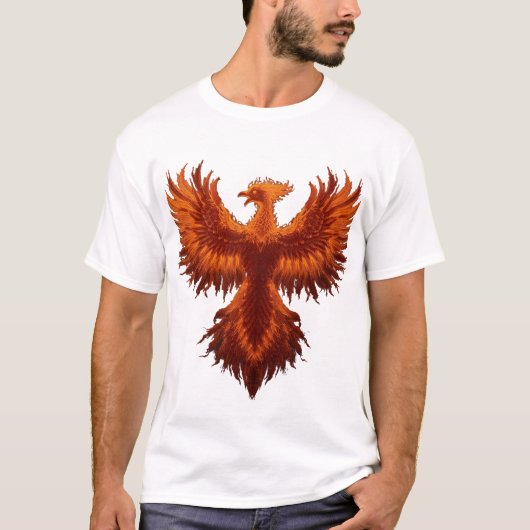 不死鳥グラフィックTシャツ - 華麗なる炎の鳥 Tシャツ (正面)
