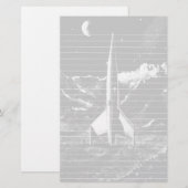 不毛の惑星のレトロロケット 便箋 (正面/裏面)