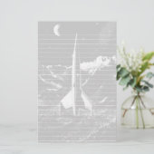 不毛の惑星のレトロロケット 便箋 (スタンド正面)