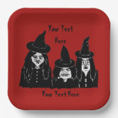 不気味おもしろいな黒い魔女の怖いおもしろいハロウィーン ペーパープレート (正面)