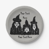 不気味おもしろいな黒い魔女の怖いおもしろいハロウィーン ペーパープレート (正面)