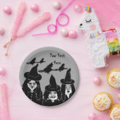 不気味おもしろいな黒い魔女の怖いハロウィーンおもしろい ペーパープレート (パーティー)