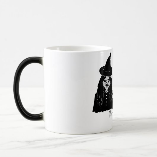 不気味おもしろいな黒い魔女の怖いハロウィーンおもしろい モーフィングマグカップ (左)