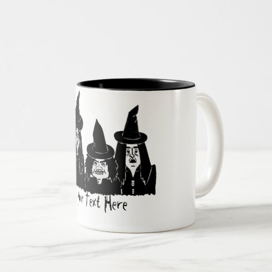 不気味おもしろいな黒い魔女の怖いハロウィーン ツートーンマグカップ (正面右)