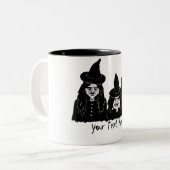 不気味おもしろいな黒い魔女の怖いハロウィーン ツートーンマグカップ (正面左)