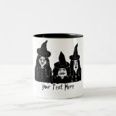 不気味おもしろいな黒い魔女の怖いハロウィーン ツートーンマグカップ (中央)