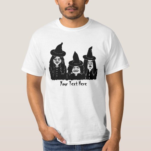 不気味おもしろいな黒い魔女の怖いハロウィーン Tシャツ (正面)