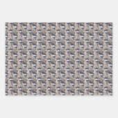 不気味おもしろいハロウィン白黒スカルストライプ ラッピングペーパーシート (正面3)