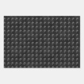 不気味おもしろいハロウィン白黒スカルストライプ ラッピングペーパーシート (正面2)