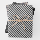 不気味おもしろいハロウィン白黒スカルストライプ ラッピングペーパーシート (インサイチュ)