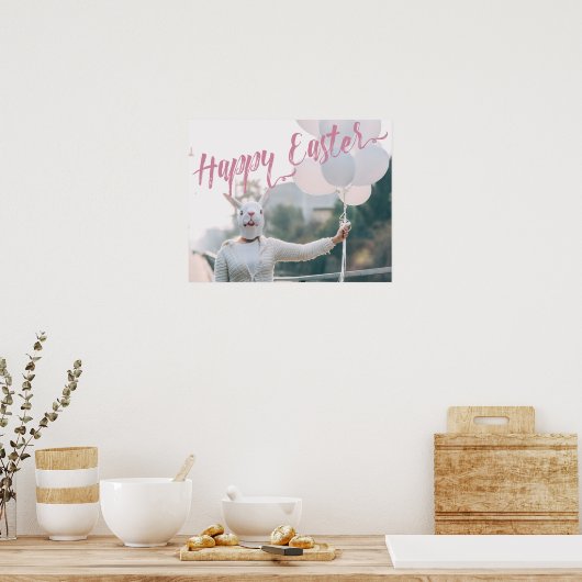 不気味おもしろいバニーマスクハッピーイースター ポスター (キッチン)