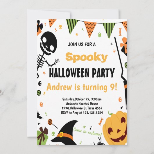 不気味おもしろいパーティーカー子供へドまたは大人 招待状 (正面)