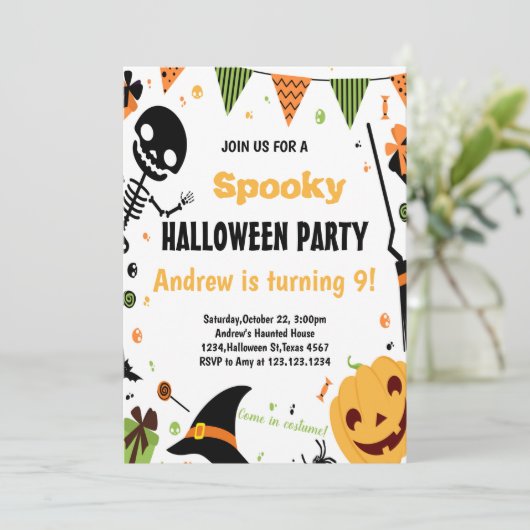 不気味おもしろいパーティーカー子供へドまたは大人 招待状 (スタンド正面)