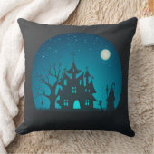 不気味おもしろいブルーとブラック幽霊のよく出るハウス クッション (ブランケット)