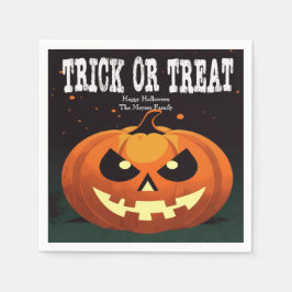 不気味おもしろい悪かぼちゃのトリックまたは治療 スタンダードカクテルナプキン