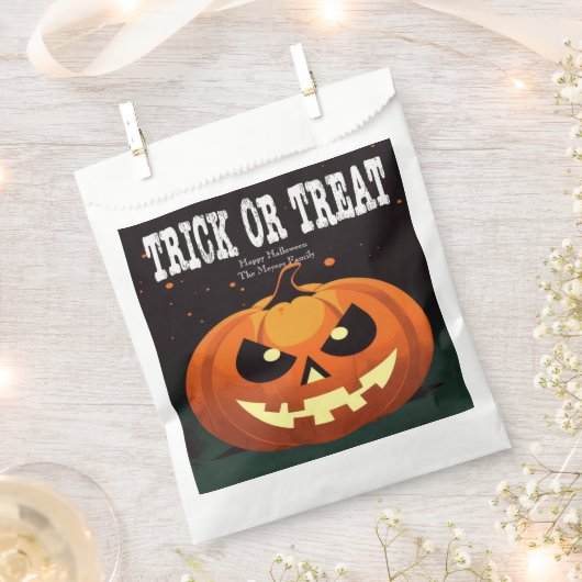 不気味おもしろい悪かぼちゃのトリックまたは治療 フェイバーバッグ (クリップ留めされた状態)