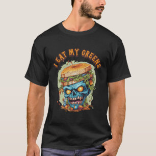 不気味おもしろい食べZombie I My Greens Plant Monster Tシャツ