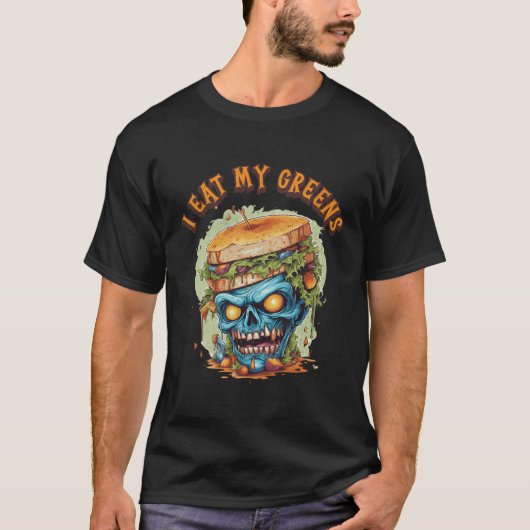 不気味おもしろい食べZombie I My Greens Plant Monster Tシャツ (正面)