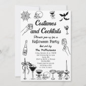 不気味おもしろいScribblesハロウィーンカクテルパーティー 招待状 (正面)
