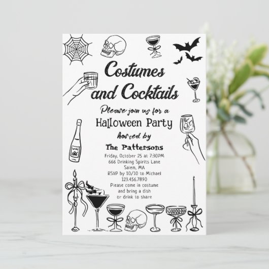 不気味おもしろいScribblesハロウィーンカクテルパーティー 招待状 (スタンド正面)