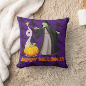 不気味かぼちゃと魔女 クッション (ブランケット)