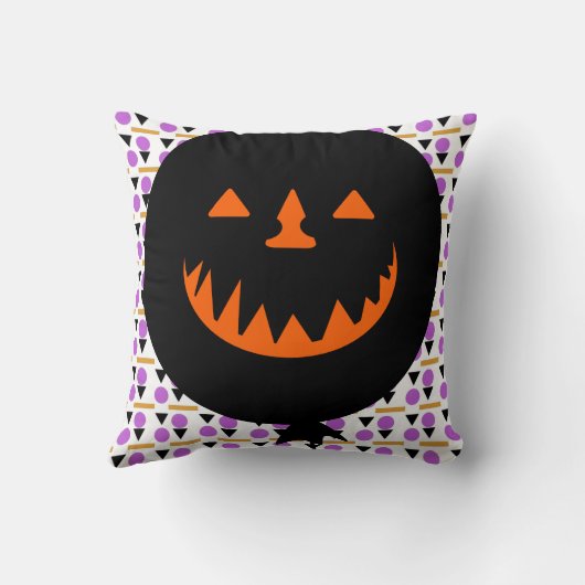 不気味かぼちゃ風船の幾何学的ハロウィーン クッション (裏面)