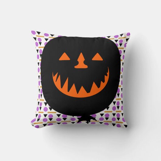 不気味かぼちゃ風船の幾何学的ハロウィーン クッション (正面)