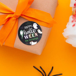 不気味こうもりと幽霊ハッピーハローウィン ラウンドシール