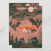 不気味こうもりと満月ハローウィンパーティ 招待状 (正面/裏面)