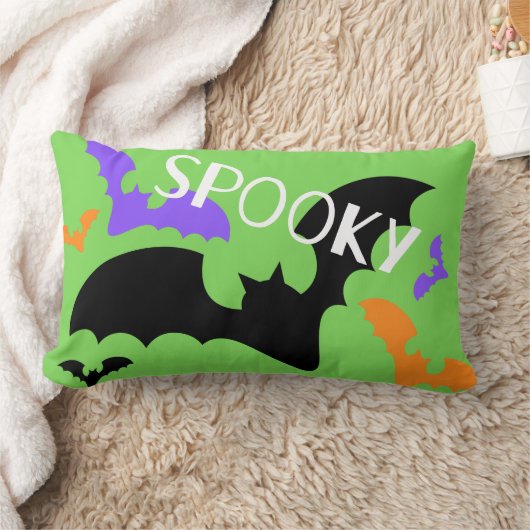 不気味こうもりグリーン装飾用クッション ランバークッション (ブランケット)