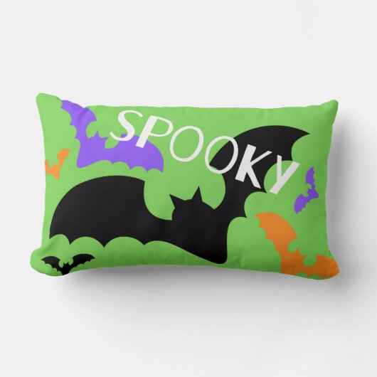 不気味こうもりグリーン装飾用クッション ランバークッション (正面)
