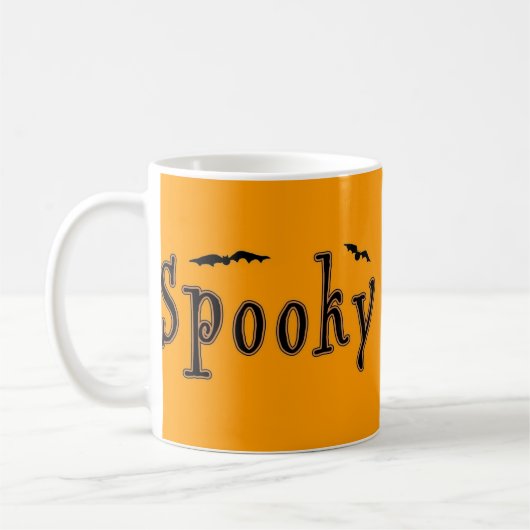 不気味こうもりハロウィーンデザイン コーヒーマグカップ (左)