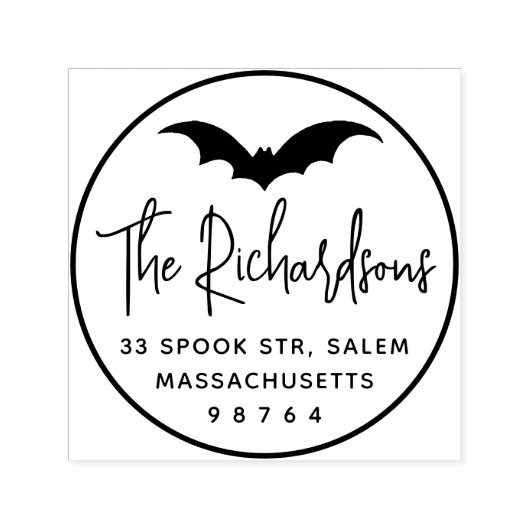 不気味こうもりラウンドハロウィーン差出人住所 セルフインキングスタンプ (デザイン)