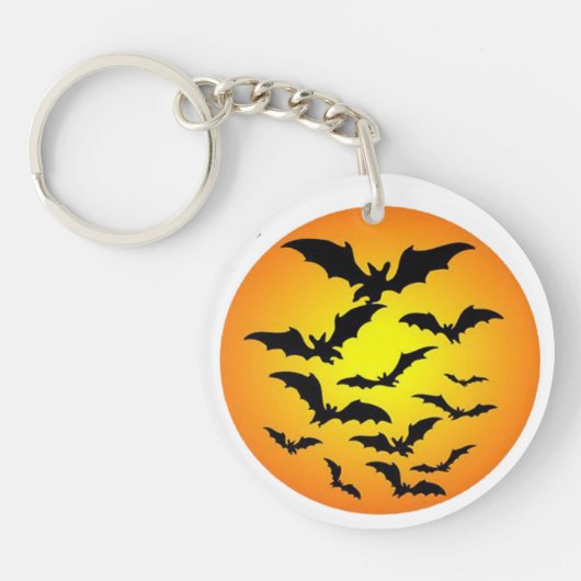 不気味こうもり飛んでいるハロウィーンキーチェーン キーホルダー (正面)