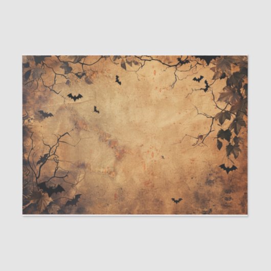 不気味こうもり飛んでいる秋のリーフハロウィーンデカップページ 薄葉紙 (正面)