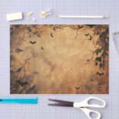 不気味こうもり飛んでいる秋のリーフハロウィーンデカップページ 薄葉紙 (クラフト)