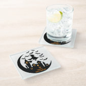 不気味こうもり&ウィッチハッピーハローウィンカスタム ガラスコースター (アングル)