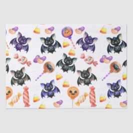 不気味こうもり&キャンディ、水彩カラフル 薄葉紙